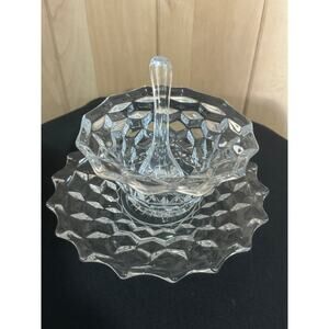 Vintage Fosteria Condiment Set - Bowl, Spoon, & Underplate